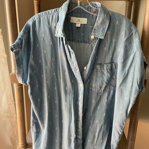 Button up shirt with denim look